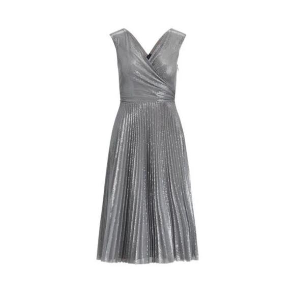 Ralph Lauren Collection Embellished Fit Flare Pleated Sequin Midi Dress 10 $6K - Picture 4 of 9